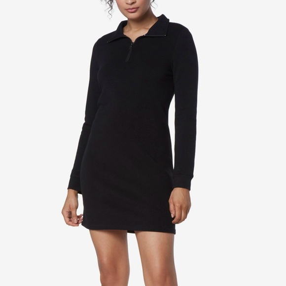 Marc New York Black Long Sleeve Quarter Zip Sweatshirt Dress Size S Andrew Marc - Picture 3 of 8